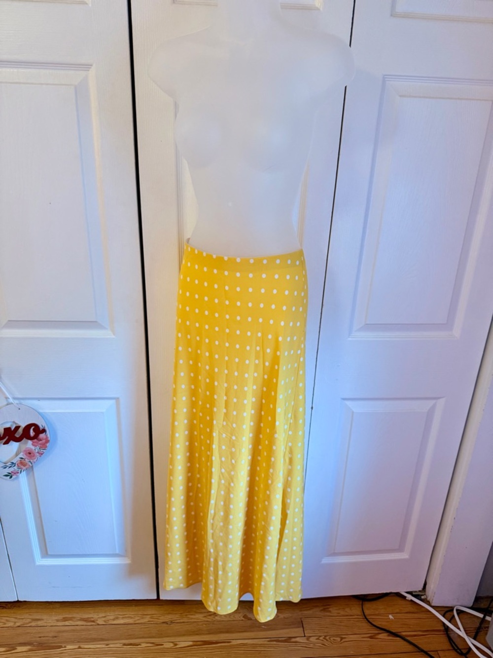 LOFT Yellow Polka Dot Maxi Skirt